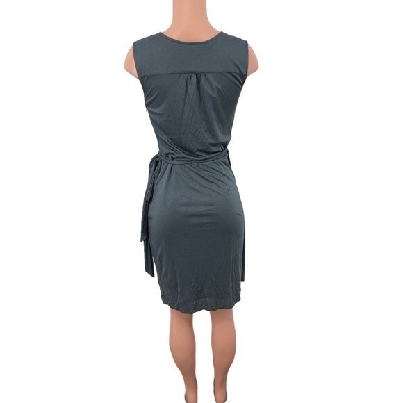 NWT Loft Sleeveless Wrap Dress Size SMALL Asymmetric Ruffle Hem Gray 100% Modal - Picture 2 of 8